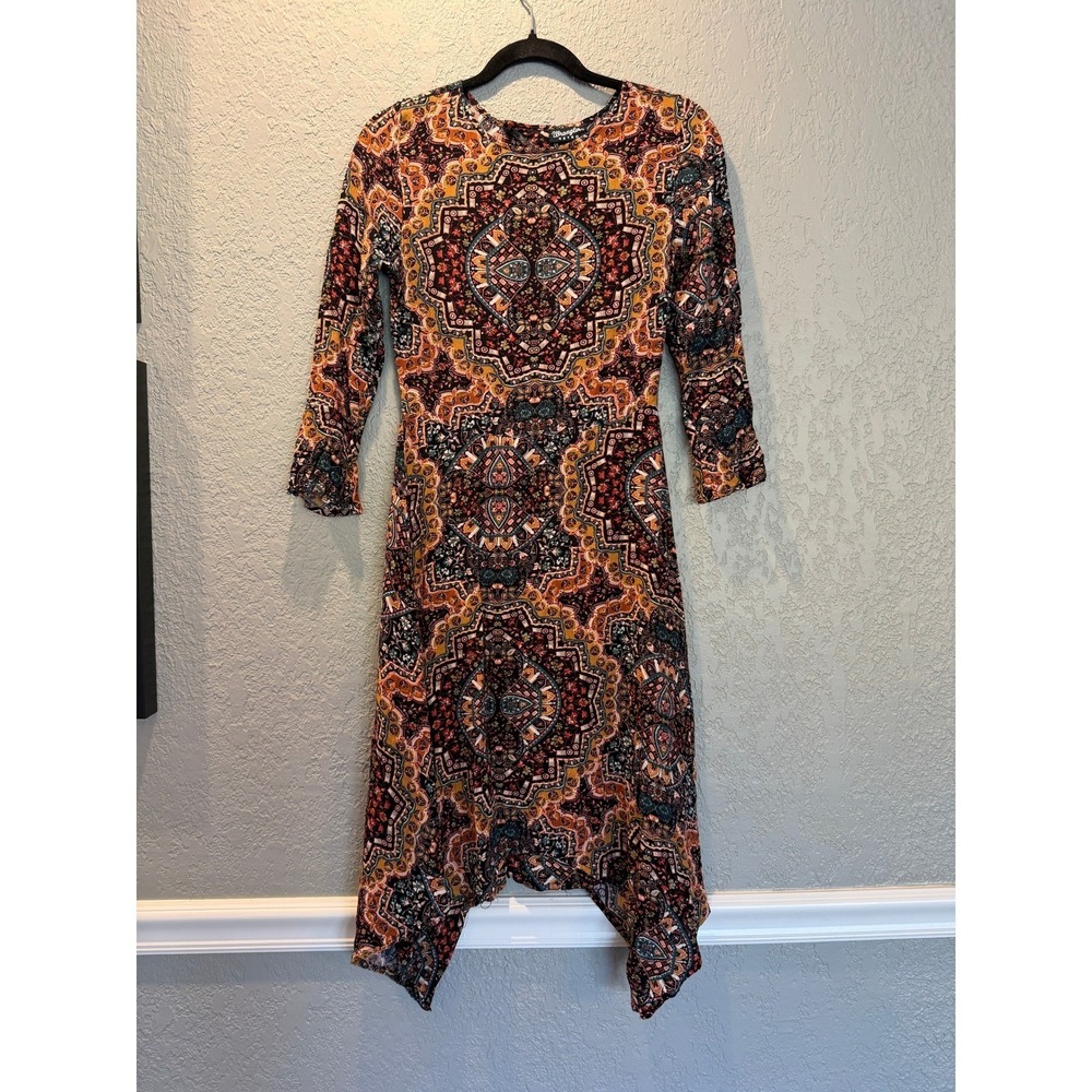 Wrangler Retro Women's S Boho Medallion Print Asymmetrical Hem‎ Dress